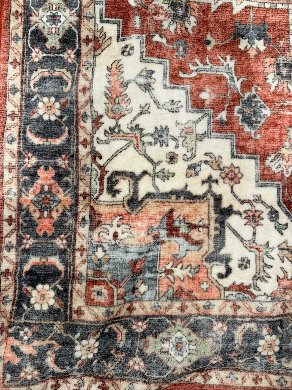 Classic Medallion Area Rug - Rust Red and Navy - Picture 4 of 4